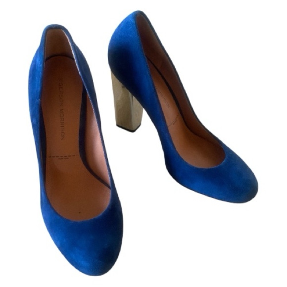 Sigerson Morrison Suede  Pumps
Metallic Mirror Heel Designer Heels Sz 7 - Picture 8 of 13
